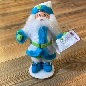 RARE Annalee “Winter Whimsy” Santa Doll Turquoise & White Naughty or Nice List